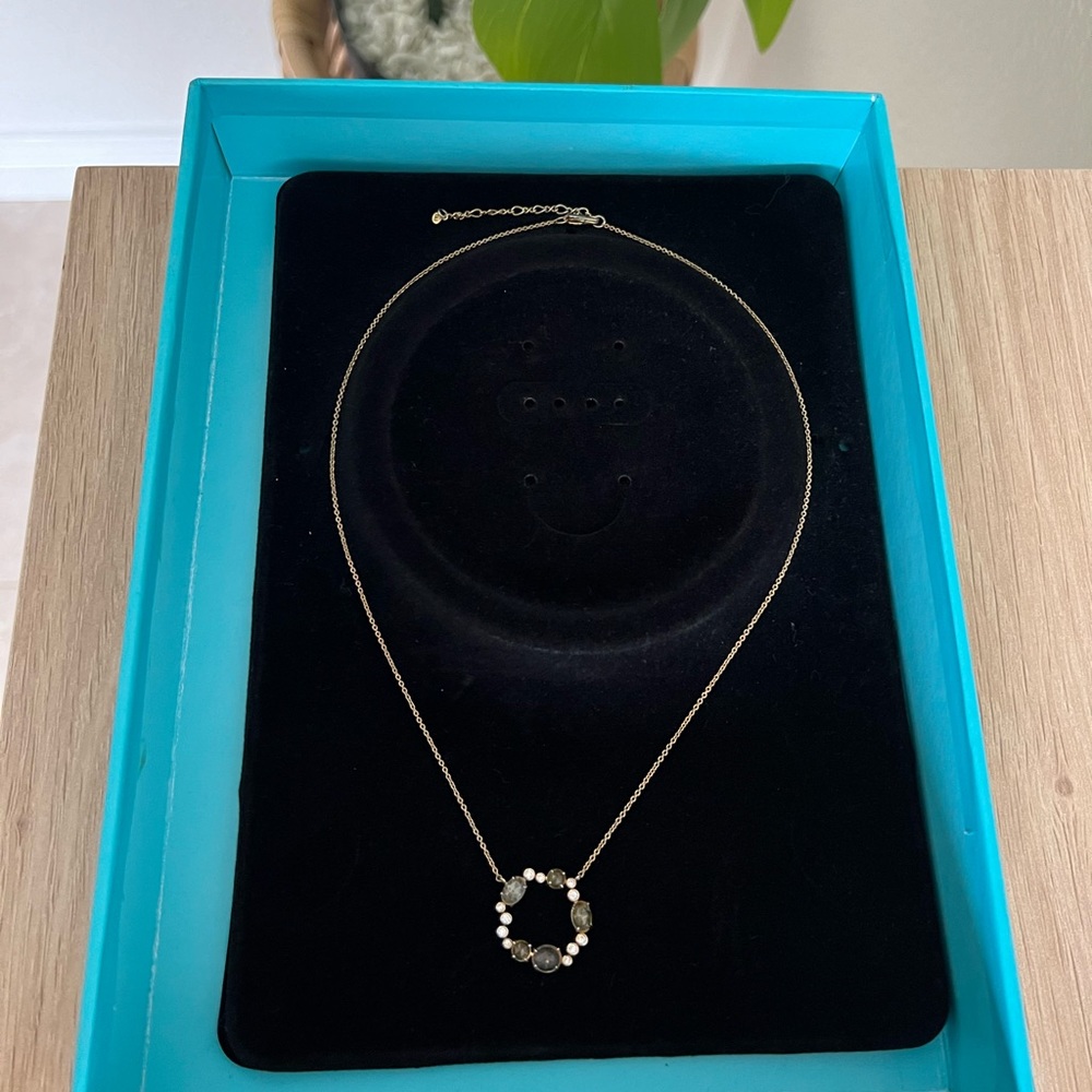 Anthropologie Necklace - Topaz Gold Gem Dainty Necklace